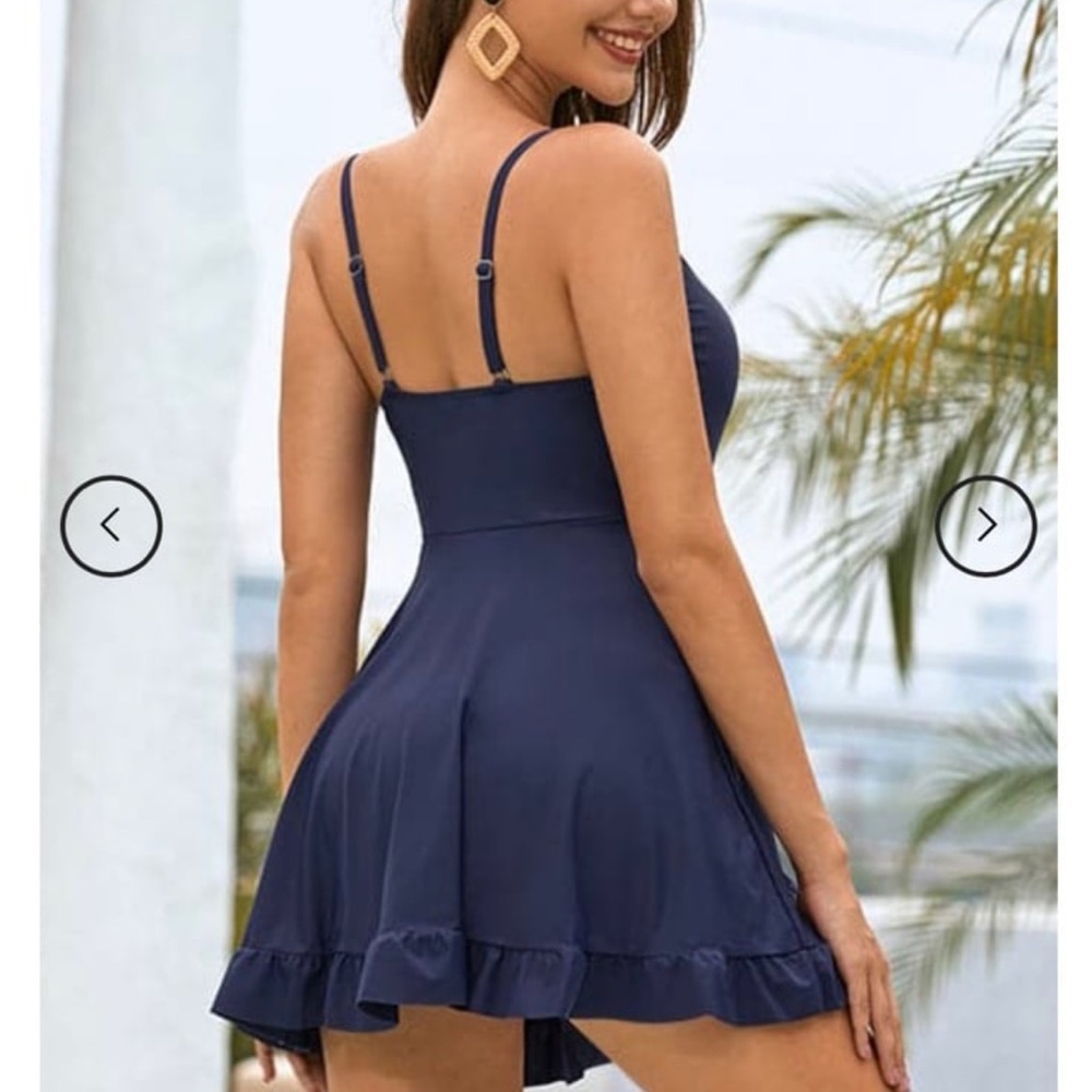 Navy Blue Ruffled Dress